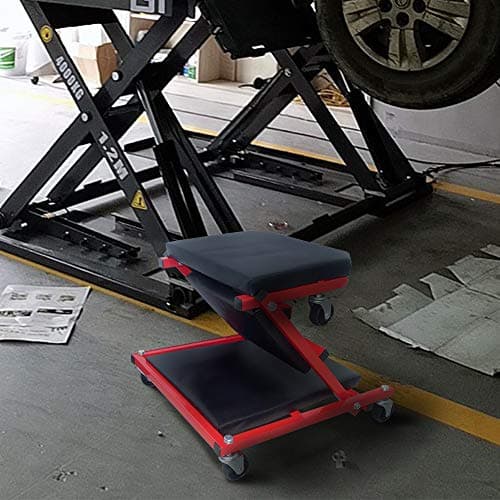 Image of YEATHOR Folding Car Creeper & Seat 2-in-1 Garage Crawler Board Padded Workshop Mounting Lounger with 6 360° Swivel Castors Mechanics Seat Stool up to 150 kg for Under Car Repaire, 92x44x12cm