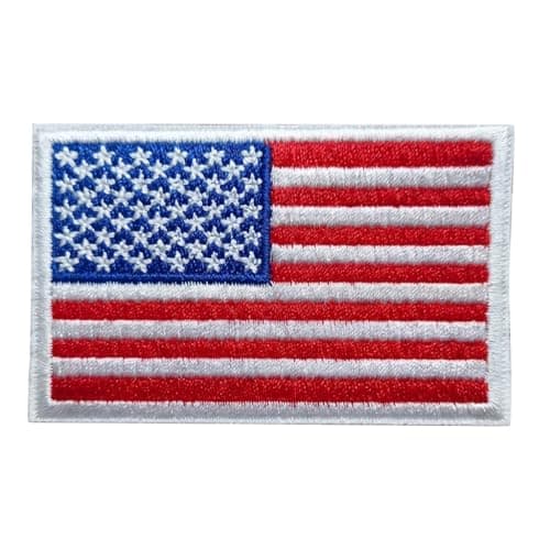 Image of USA Flag Embroidered Iron On Patch Stars and Stripes American Emblem Applique Fabric Badge for Sports Football World Cup Bags Jackets Coats Trousers Hats