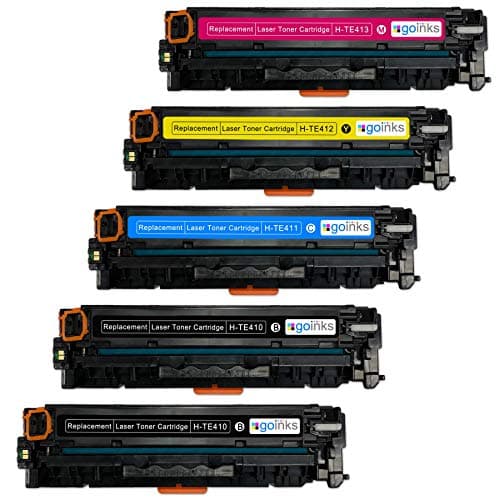 Image of Go Inks 1 Set of 4 + Extra Black Laser Toner Cartridges to replace HP CE410X/CE411A/CE412A/CE413A (305X/305A) Compatible/non-OEM for use with HP Laserjet Pro 300/400 Color Printers (5 Toners)