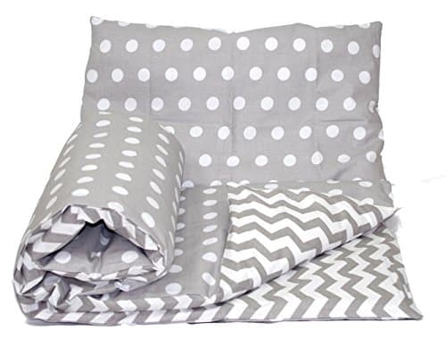 Image of Baby's Comfort REVERSIBLE 2pcs baby bedding set DUVET/QUILT COVER + PILLOWCASE (120x90cm for cots and cotbeds, 2 - Grey spots/grey chevron)