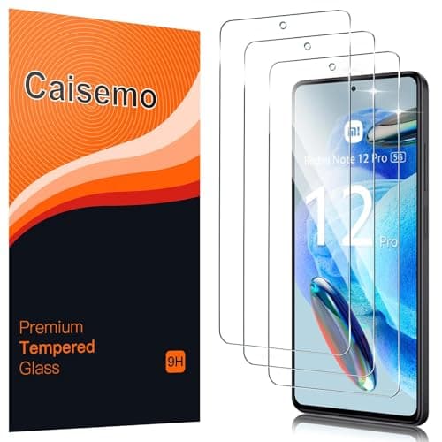Image of Caisemo 3 Pack For Xiaomi Redmi Note 12 Pro 5G, Note 12 Pro Plus + 5G (Not for Redmi Note 12 Pro 4G) Tempered Glass Screen Protector,9H, Anti Scartch,Soft Touch