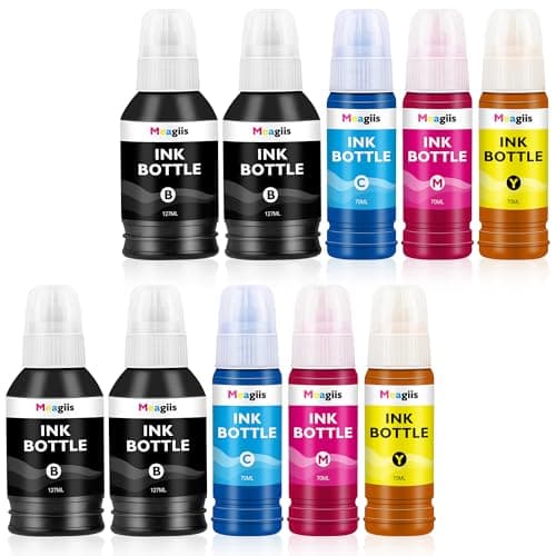 Image of Meagiis Compatible for 104 Ink Compatible for Epson 104/103/102/101 Ink Bottle Multipack for Epson EcoTank ET-4800 ET-2720 ET-2861 ET-2826 ET-2820 ET-2711 ET-2862 ET-2721 ET-2726 ET-14100 (10 PACK)