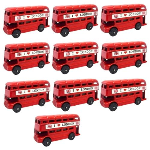 Image of 10 London Bus Magnets - England British Souvenir Fridge magnet - London Landmark Iconic 3D Double Decker Red Bus Metal Magnet