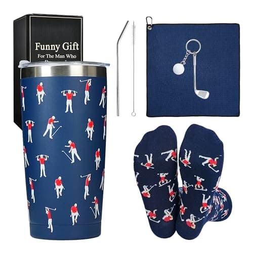 Image of Merclix Funny Golf Gifts for Men Who Have Everything Gift Set with Funny Sock 9-11 Towel Keyring Mug Golf Accessories for Men Dad Husband Grandad Golfers Christmas Birthday Fathers Day