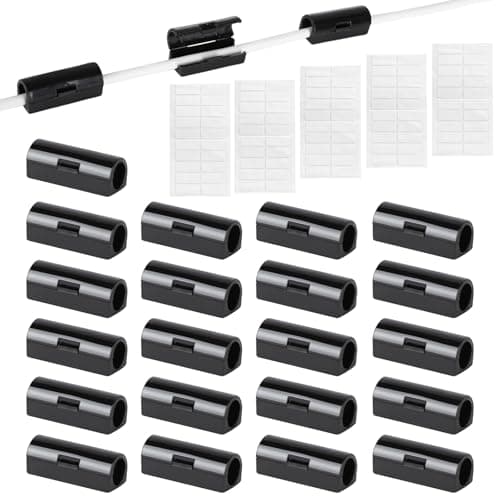 Image of 100 Pcs Black Cable Clips Self Adhesive, Cable Organisers Clip, Black Outdoor Light Wire Clips Management Holder, Wire Clips Round, Wire Holders for Car, Wall, PC