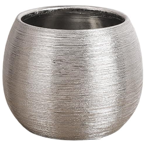 Image of Otbushit Modern Metallic Glaze Ceramic Planter, Small Silver Decorative Vase Indoor Plant Pot for Living Room, Bedroom, Office