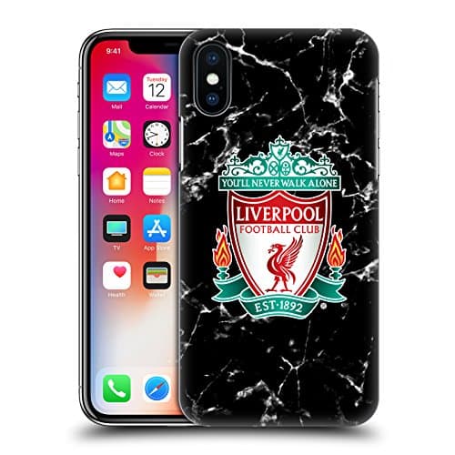 Image of Head Case Designs Officially Licensed Liverpool Football Club Black Crest Marble Hard Back Case Compatible With Apple iPhone X/iPhone XS