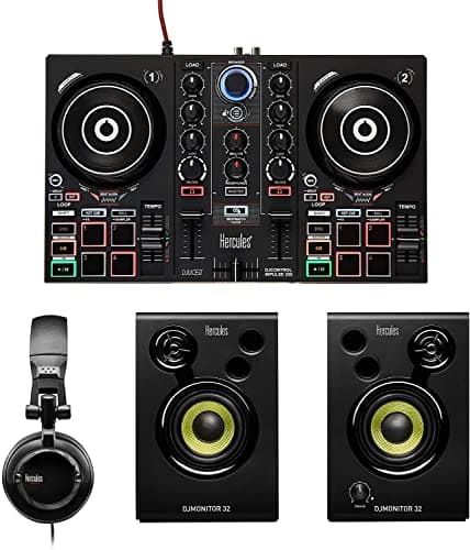 Image of Hercules DJ Learning Kit inc Inpulse 200 Controller & Monitor Speakers