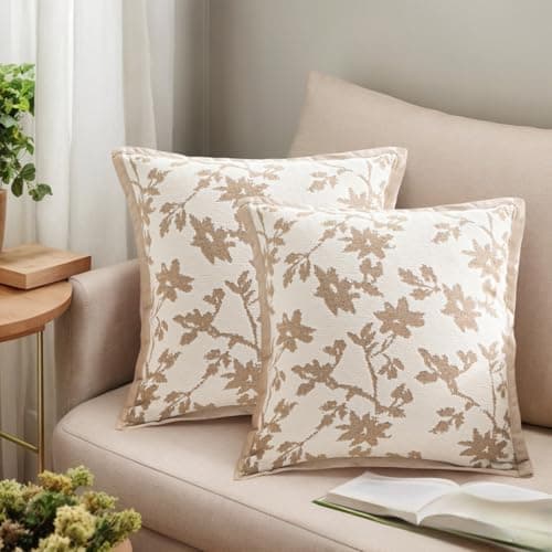 Image of Traziewell Chenille Cushion Covers Square 45X45 cm Soft Pillow Cover with Invisible Zipper Jacquard Decorative Pillowcases for Sofa Couch 706