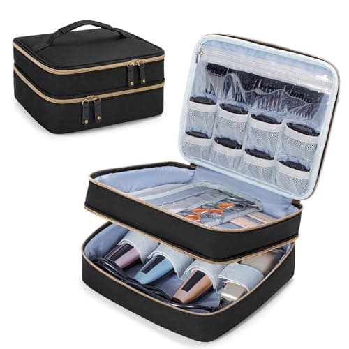 Image of CURMIO Travel Case for Hair Clippers, Double Layer Barber Supplies Organise Storage Bag Compatible with Wahl, Ufree, Hatteker, Andis and Most Standard Hair Trimmer, Men Grooming Kit, Black