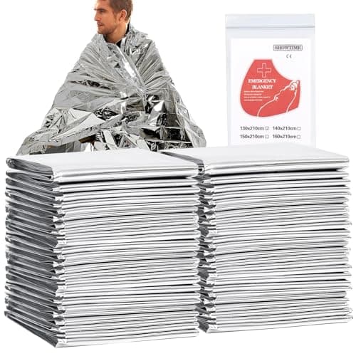 Image of YOUNTHYE 40 Pack Emergency Blanket, 130 x 210cm Survival Blanket Individually Packaged Reflective Foil Thermal Blankets, for Outdoors, Survival, Hiking, Marathons or First Aid