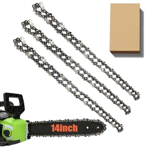 Image of 3 Pack Chainsaw Chain for 14 Inch (35cm) Bar, 3/8" LP 52 Drive Links .043" Gauge, Replacement Chain fits for Makita DUC353, Bosch AKE35-19S, Einhell, Husqvarna, Oregon and More