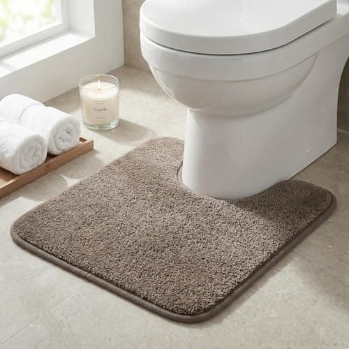 Image of Soft Microfiber Non Slip Mat Shaggy Bathroom Rug, Super Absorbent Machine Washable Bath Mat | Quick Dry Carpet, Great for Bath, Shower, Bedroom, Door Mat, Beige - 50 x 40 cm