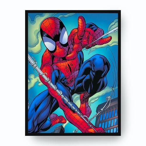 Image of Menkind Marvel Comics Spider-Man LED Light Up Canvas 30 cm x 40 cm Poster Box Wall Art