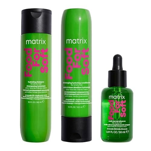 Image of Matrix Food For Soft Hydrating Shampoo and Detangling Conditioner With Avocado Oil and Hyaluronic Acid for Dry Hair 300ml, Hair Oil 50ml Pack