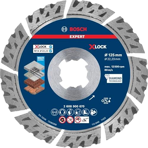 Image of Bosch 1x EXPERT MultiMaterial X-LOCK Diamond Cutting Disc (for Concrete, Reinforced concrete, Ø 125 mm, Professional Accessory Small Angle Grinder)