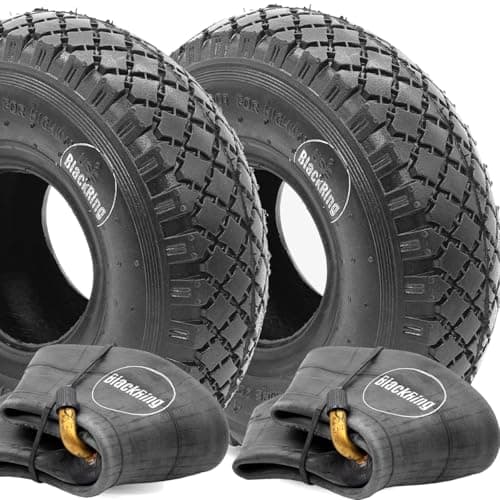 Image of 2x 3.00-4 Tyre & Tube, Sack Truck & Trolley Tire Diamond Tread 4pr (260x85) TR87 Bent Metal Valve 2ps