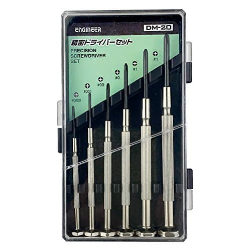Image of 6 piece Precision Screwdriver Set, mini Sizes, Phillips (Cross Head) with Custom Hard case. ENGINEER dm-20