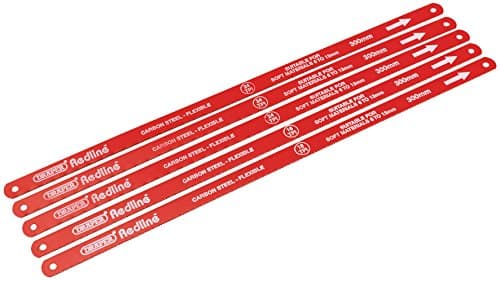 Image of Draper Redline 300mm 5 Piece Hacksaw Blades | Carbon Steel Saw Accessories | 18 TPI to 24TPI | Metal Cutting Blades | 68414