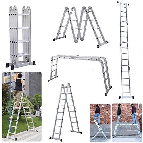 Image of Feidak Multi Purpose Combination Ladder 4.7M 15.5FT Foldable Step Ladders Aluminium 150kg Capacity 16 Steps + 1 Free Platform for Indoor Outdoor Works