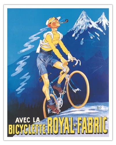 Image of Alpine Cycling with the Royal-Fabric Bicycle (Avec la Royal-Fabric Bicyclette) - Vintage French Advertising Poster c.1910 - Fine Art Matte Paper Print (Unframed) 16x20in