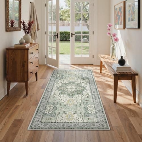 Image of GENIMO Machine Washable Rugs Living Room, 80x150cm, Vintage Rug, Boho Area Rugs, Non-Slip Carpet, Low Pile, Non-Shedding, Traditional Oriental Printed Design, Dining Room, Home Office, Bedroom