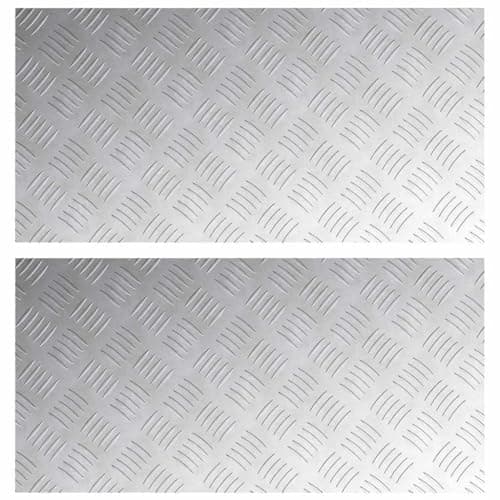 Image of RCODSSK Aluminium Modern Checker Plate Stair Tread 2 Pack, 80 x 40 cm Silver Stair Treads for Indoor Outdoor Use, Durable Non-Slip Step Mat