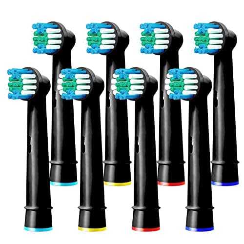 Image of Oral B Compatible Toothbrush Head, Yanaboo Replacement Brush Heads for Most Braun Oral B Electric Toothbrushes of Vitality Pro Smart Genius Series, Precision Clean and Plaque Removal (8 Pack in Black)