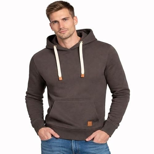 Image of Blu Apparel Mens OH Overhead Pullover Fleece Hoodie OH Hoody Hooded Sweatshirt Grey Black (Large, Charcoal)