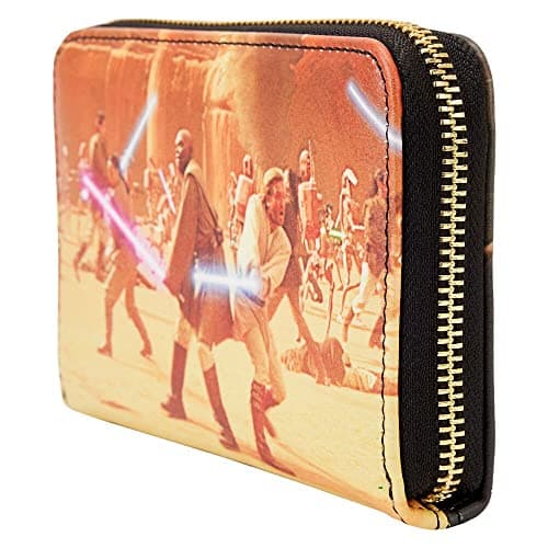 Image of Loungefly Star Wars Episode II Attack of The Clones Scene Zip Around Wallet, Multi, Zip Around Wallet