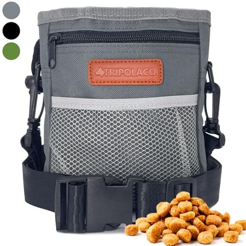 Image of TRIPOLACO Dog Treat Pouch, Large Dog Treat Bag with Multiple Pockets, Built-in Poop Bag Dispenser & Phone Holder, 3 Wear Styles, Ideal Treat Pouch for Training & Walks