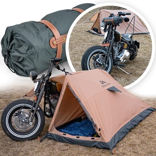 Image of MALIHINI Motorcycle Tent - 1 Person, Ultralight & Compact, Waterproof, Ideal for Motorcyclists & Bike Packing, Compatible with All Motorcycles, 3 Season, Easy Setup, Includes Accessories