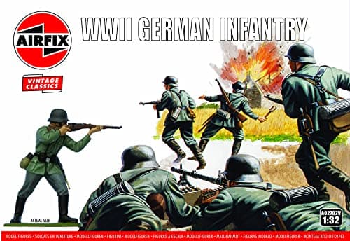 Image of Airfix Model Figures Set - A02702V WWII German Infantry - Model Building Kit Accessories, Plastic Model Kits for Adults & Children 8+, Set Includes 14 Unpainted Figures - Model Accessory for Dioramas