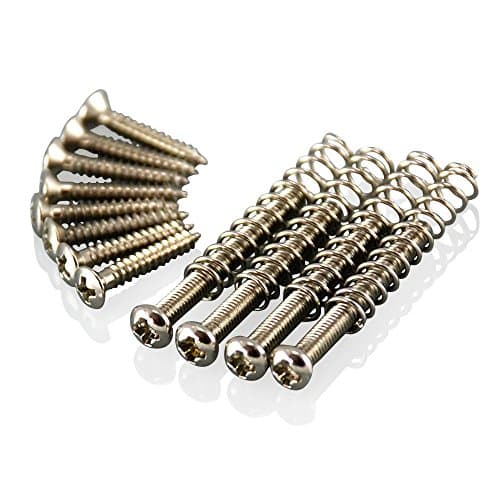 Image of VANSON Chrome Mounting Ring Screw Kit (Includes 4 x Humbucker Pickup Mounting Screws & Springs, 8 x Mounting Rings Screws) for Les Paul, SG, ES Type Guitars (Chrome)