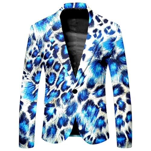 Image of Suit Jackets For Men,Leopard Print Business Casual Holiday Print Suit Jacket For Men