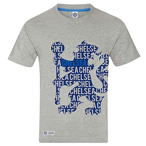 Image of Chelsea Official Football Gift Boys Lion Crest Graphic T-Shirt Grey 6-7 Years