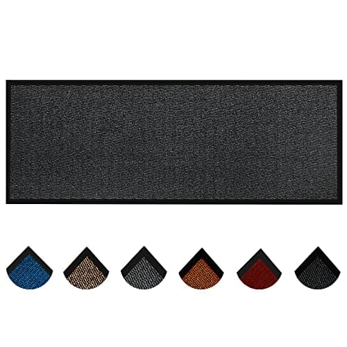 Image of Homatz Hallway Runner Rug Grey 60x160cm Heavy Duty Entrance Mat Non-Slip Rubber Back Large Runner Dirt Trapper Carpet, Water Absorbent Mat, Washable Rug for Hallway Kitchen Living Room