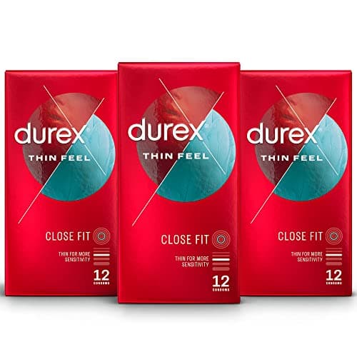 Image of Durex Close Fit Thin Condoms, 36 Pack (3 X 12) - Ultra Sensitive, Enhanced Comfort, Natural Sensation, Premium Latex, Intimate Protection, Safe & Reliable, Discreet Packaging