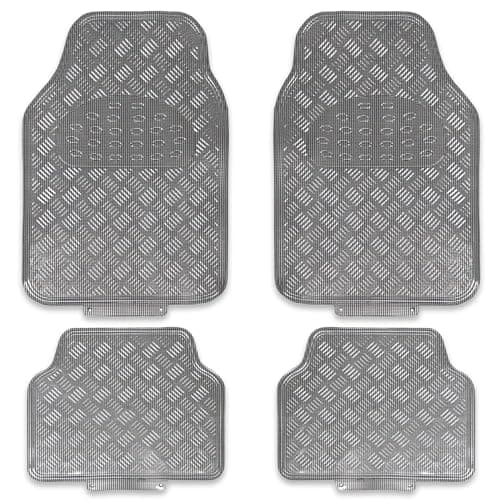 Image of EVOKK Heavy Duty Universal Rubber Car Mats 5kg 64×41cm Carbon, Non-Slip Deep Dish Car Floor Mats Front & Rear Set for Cars SUVs Vans, Waterproof All-Weather Protection, Car Mat Rubber Carpet Protector