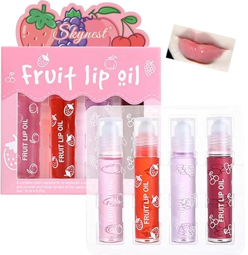 Image of Girls Roll On Lip Gloss Set with Case, 4 Pcs Glossy Lip Make up for Kids and Teens Fruity Flavors, Kid Friendly, Party Gift, Best Friends