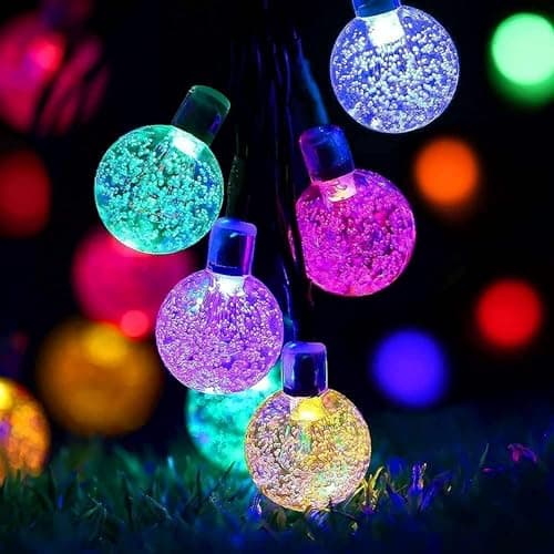 Image of Lezonic Solar Fairy Lights Outdoor Waterproof, 50LED Solar Garden Lights, 8 Mode 7M/23Ft Indoor/Outdoor String Lights for Garden Patio Yard Home Christmas Parties Wedding(Multi-Coloured)