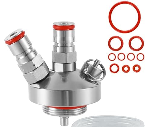 Image of WELLBOM Double Ball Lock Mini Keg Dispenser, Stainless Steel Spear Tap for 2L-10L Growlers, Mini Keg Spear with Quick Fittings & Beer Hose for Home Brewing and Craft Beer Dispensing