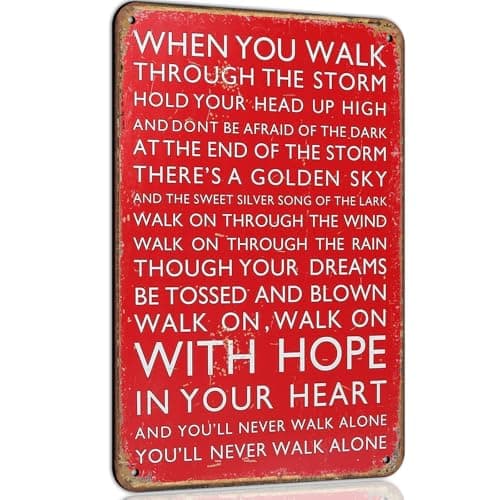 Image of Liverpool Gifts For Men And Boys Room Accessories For Mens You'Ll Never Walk Alones Tin Sign Liverpool Vintage Wall Art Bar Signs Wall Posters Stickers Hanging Dad Birthday Present Decorations