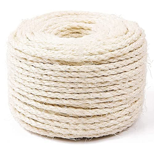 Image of SGAVAHSG Sisal Rope for Cat Tree Cat Scratcher Repairing 33 FT, 6mm (1/4 inch) Diameter Natural Sisal Rope for Scratching Post Tower Replacement or Recovering, DIY Cat Scratcher