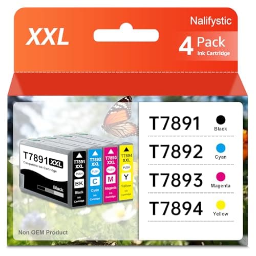Image of T7891 T7892 T7893 T7894 XXL Ink Cartridges 4 Pack, Replacement for Epson T7891 T7892 T7893 T7894 XXL Black Cyan Magenta Yellow, Fit for WorkForce Pro WF-5620DWF WF-5690DWF WF-5110DW Printer