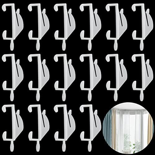 Image of 25 Pcs Curtain Hooks, White Plastic Curtain Track Hooks, Rail Gliders Sliding Hook for Shower Curtains, Track Window, Door (White 25Pcs)
