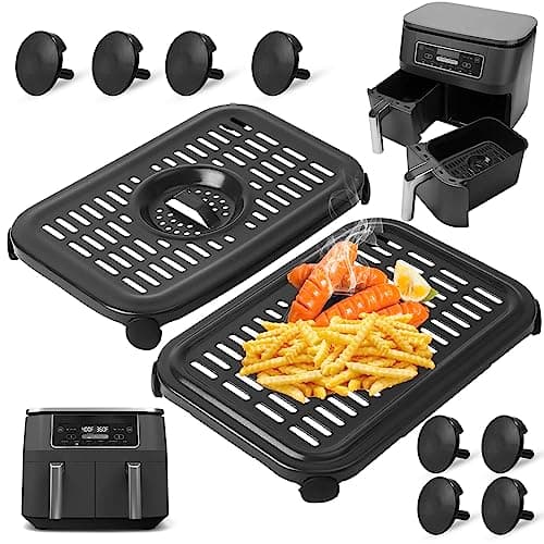 Image of GWYXC Air Fryer Grill Plate for Ninja Foodi AF300UK 6 in 1 7.6L DualZone Air Fryers,Non-Stick Food Grade Air Fryer Accessories Replacement Parts Grill Pan Plate Crisper Plate Rack Tray,Dishwasher Safe