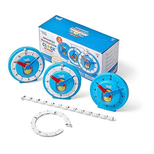 Image of Learning Resources Advanced NumberLine Clock Set of 6 for Kids Learning To Tell Time, Maths Manipulatives for Telling Time, Analogue Clock for Kids Learning, Homeschool Supplies (6 Pack)