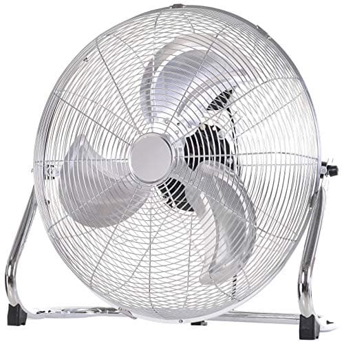 Image of HOMCOM 20" Chrome Metal Floor Fan with Tilting, High Velocity, 3 Speed, Portable Gym Fan for Home Office, Silver