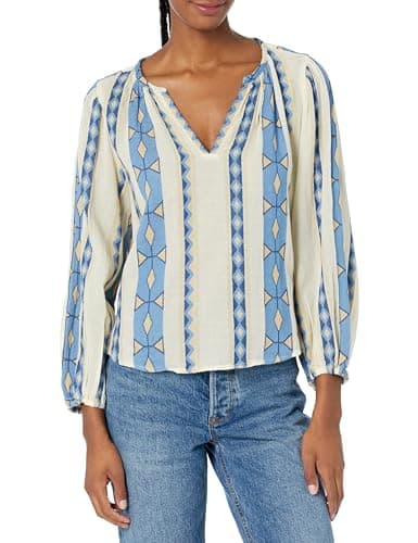 Image of Velvet by Graham & Spencer Women's Nanni Jacquard Blouse, Blue, M